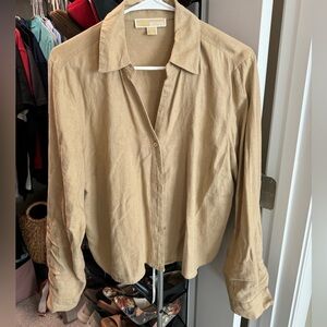 Michael Kors Tan Women’s Cropped Button Down Blouse Size L